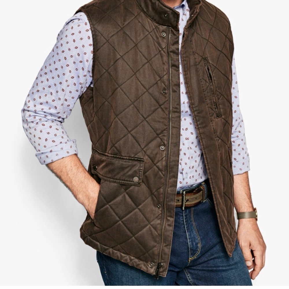 NWT Johnston & Murphy Quilted Brown Men's Vest - XXL